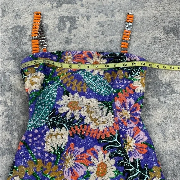 NWT Nadine Merabi Lyra Floral Sequin Mini Dress Beaded Colorful Sz 4 - Picture 14 of 16